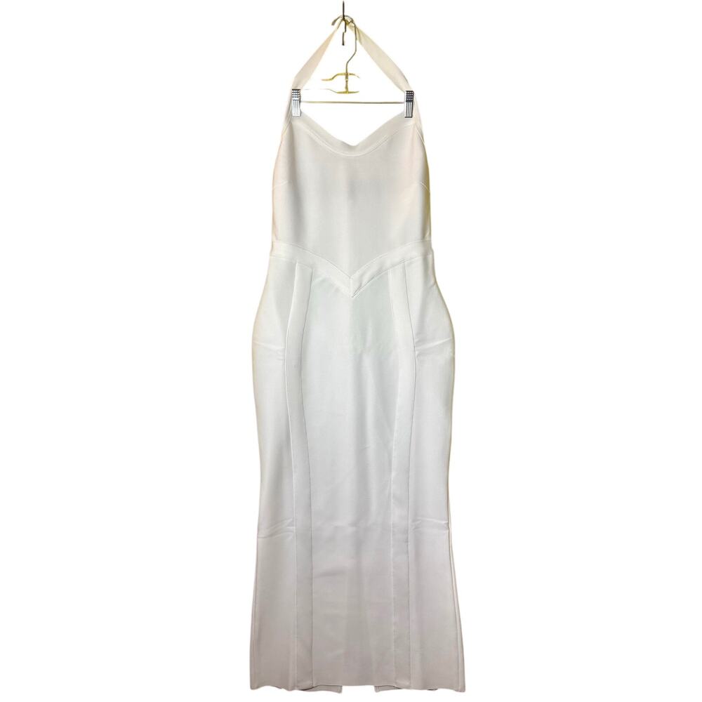 NEW Stunning White Form-Fitting Midi Dress by River - Large